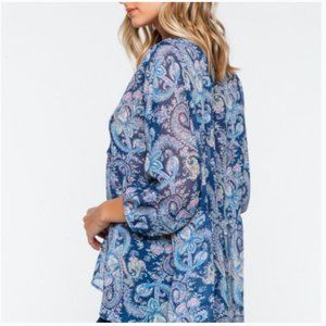 Like New Everly Sheer Paisley Oversized Baby Doll Top, S